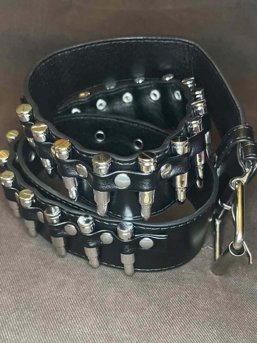 Source Unknown Black Studded Belt with Silver Hardware